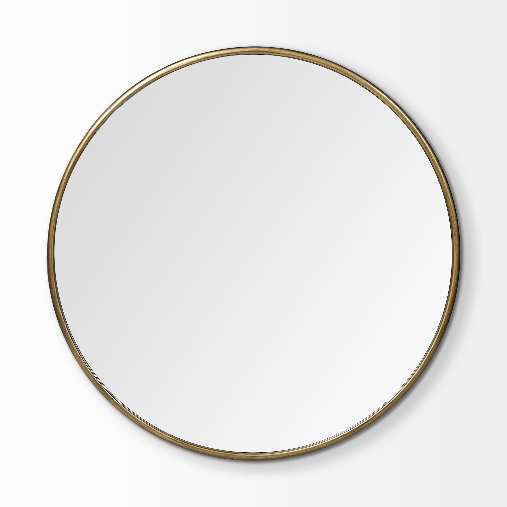 47" Gold Round Metal Framed Accent Mirror-Mirrors-DECOROLALA