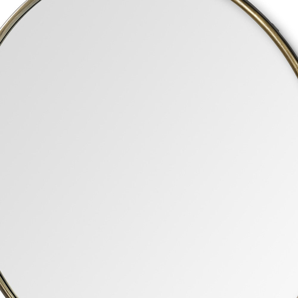 47" Gold Round Metal Framed Accent Mirror-Mirrors-DECOROLALA