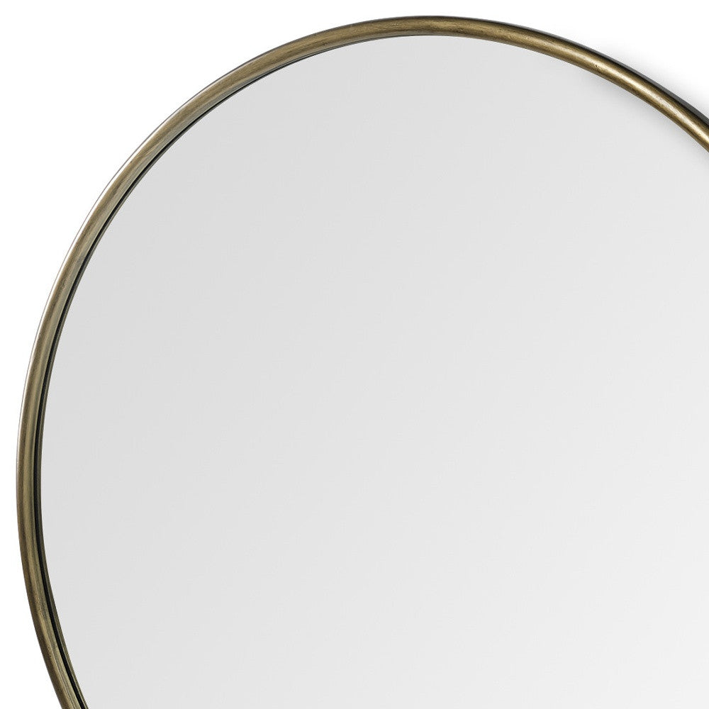 47" Gold Round Metal Framed Accent Mirror-Mirrors-DECOROLALA