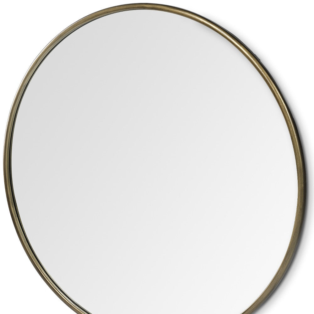 47" Gold Round Metal Framed Accent Mirror-Mirrors-DECOROLALA