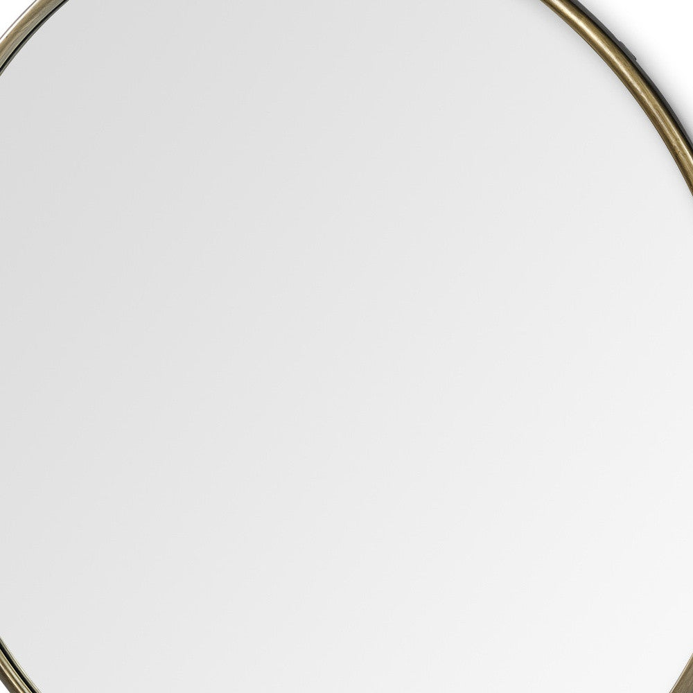 47" Gold Round Metal Framed Accent Mirror-Mirrors-DECOROLALA