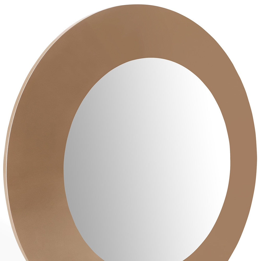 47" Gold Round Wood Framed Accent Mirror-Mirrors-DECOROLALA
