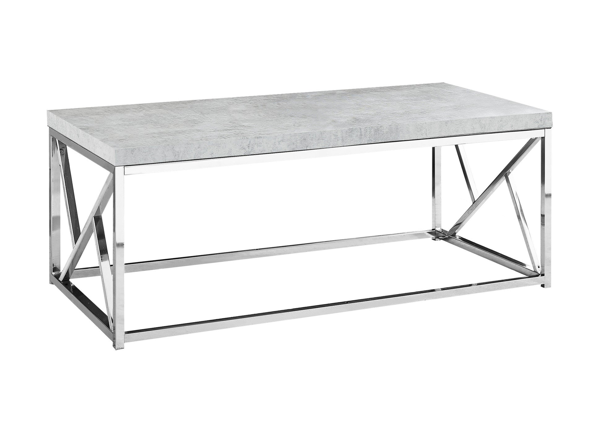 47" Gray And Silver Iron Coffee Table-Coffee Tables-DECOROLALA