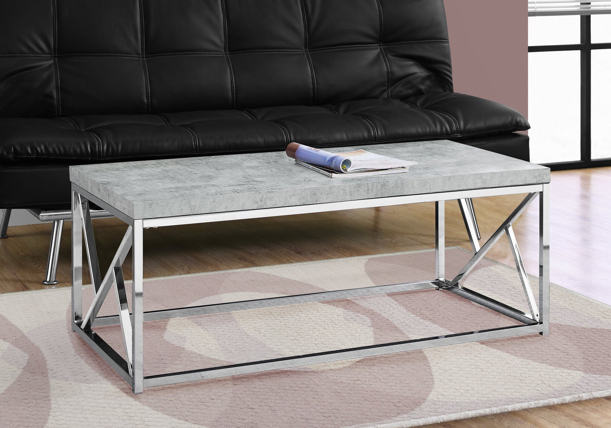 47" Gray And Silver Iron Coffee Table-Coffee Tables-DECOROLALA
