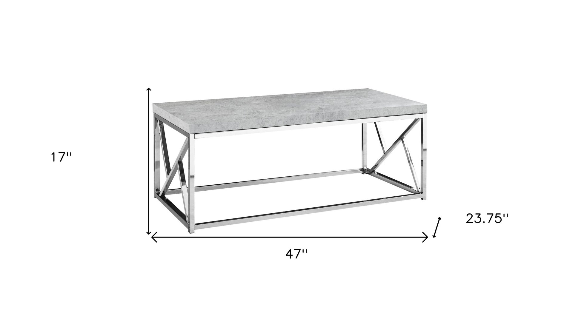 47" Gray And Silver Iron Coffee Table-Coffee Tables-DECOROLALA