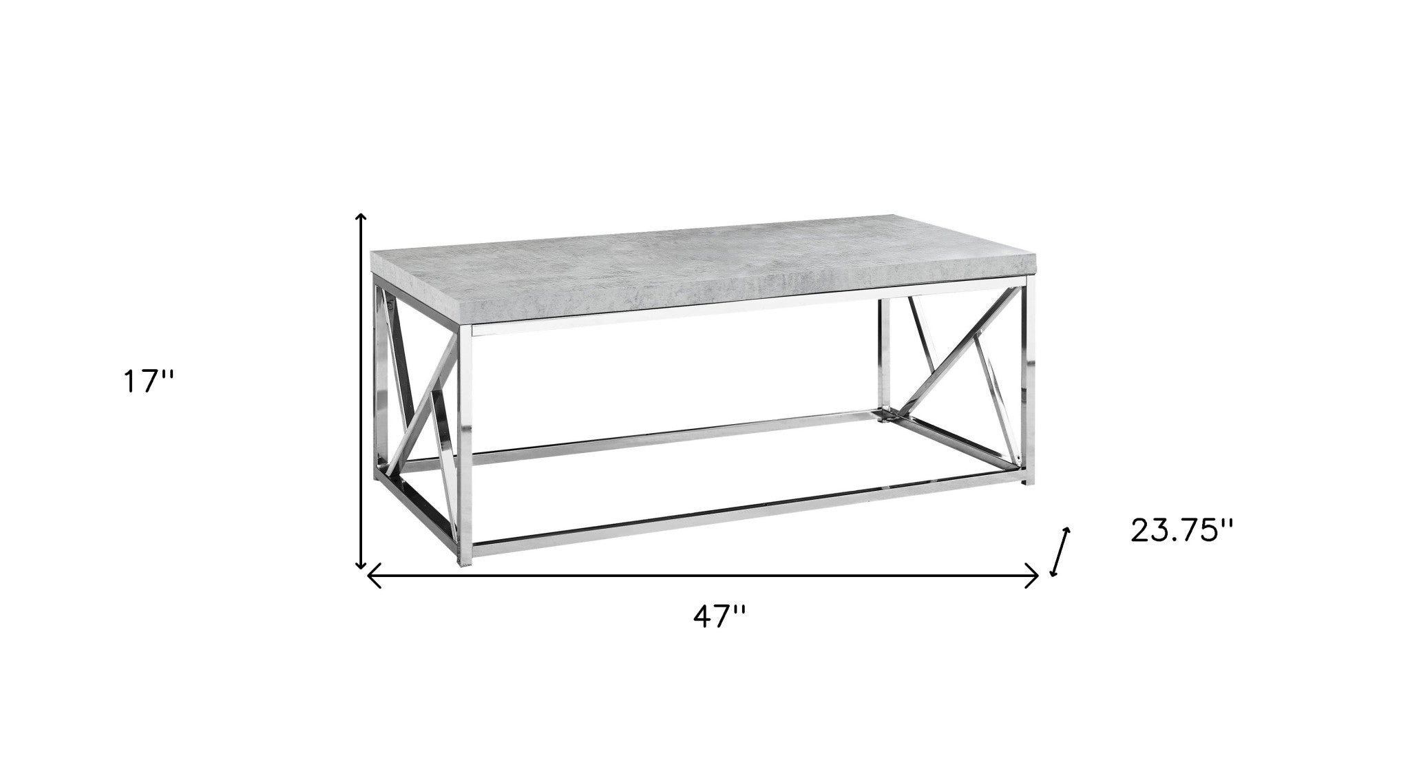 47" Gray And Silver Iron Coffee Table-Coffee Tables-DECOROLALA
