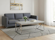 47" Gray And Silver Iron Coffee Table-Coffee Tables-DECOROLALA