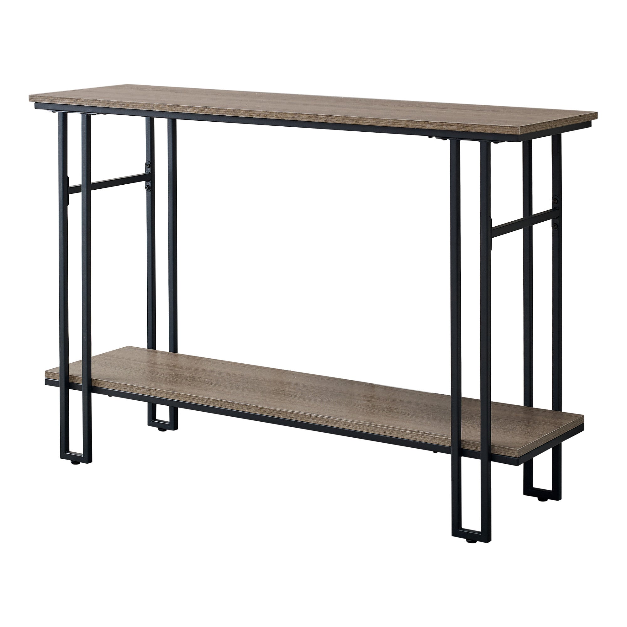 47" Gray and Black Frame Console Table With Shelves-Console Tables-DECOROLALA