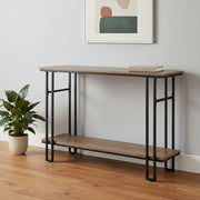 47" Gray and Black Frame Console Table With Shelves-Console Tables-DECOROLALA