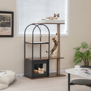 47 Inch Tall Cat Tree Tower Top Perch Cat Bed with Metal Frame-Black-Cat Trees & Scratchers-DECOROLALA