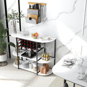 47 Inches Wine Rack Table with Glass Holder and Storage Shelves-White-Wine Racks-DECOROLALA