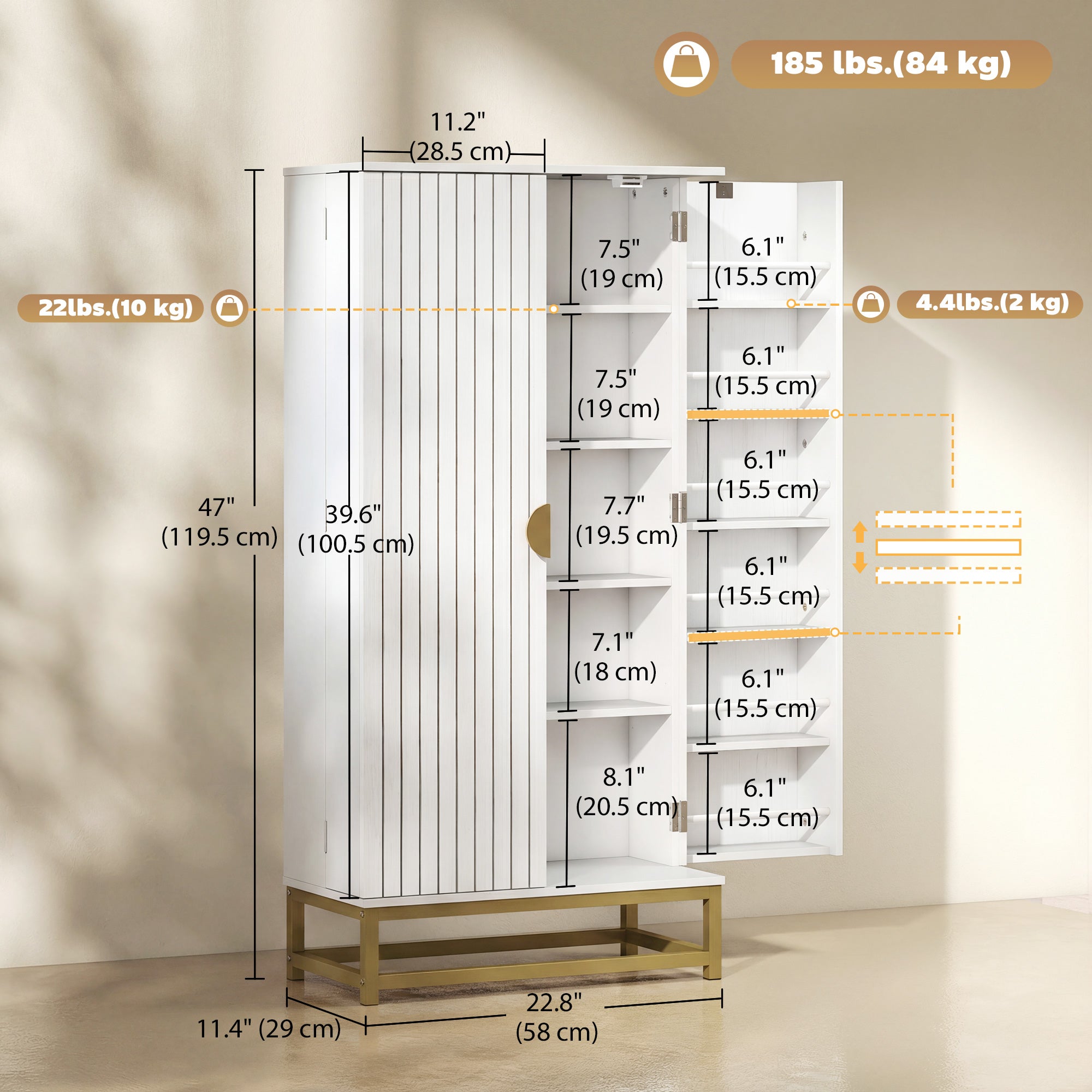 47" Kitchen Pantry Cabinet - White Freestanding Storage-Home Furnishings > Storage & Organization > Kitchen Pantry Cabinets-DECOROLALA