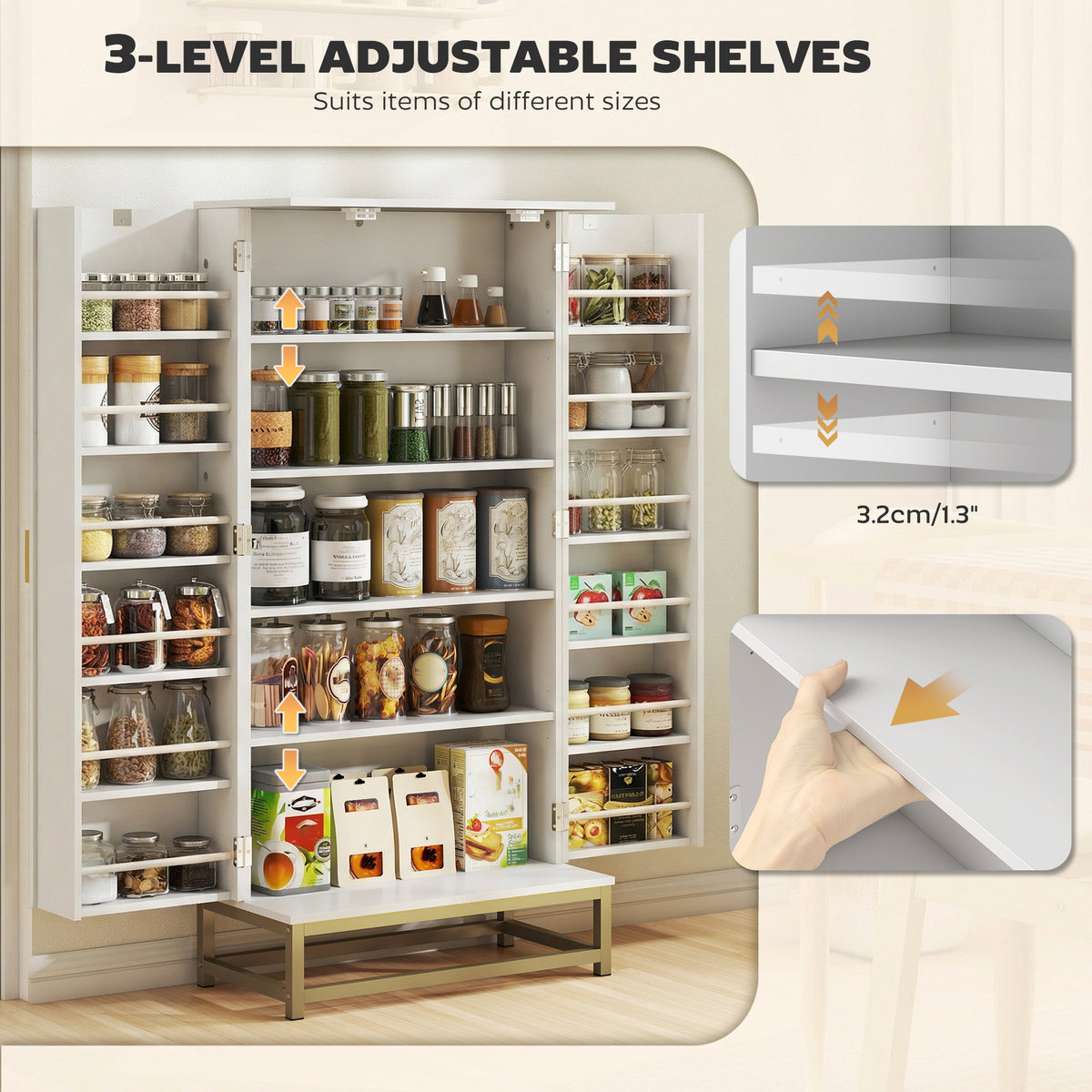 47" Kitchen Pantry Cabinet - White Freestanding Storage-Home Furnishings > Storage & Organization > Kitchen Pantry Cabinets-DECOROLALA