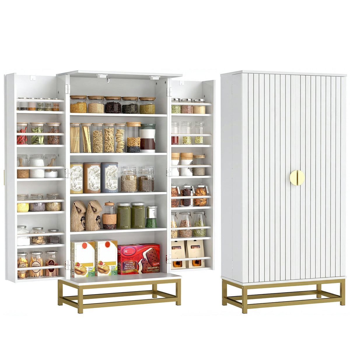 47" Kitchen Pantry Cabinet - White Freestanding Storage-Home Furnishings > Storage & Organization > Kitchen Pantry Cabinets-DECOROLALA