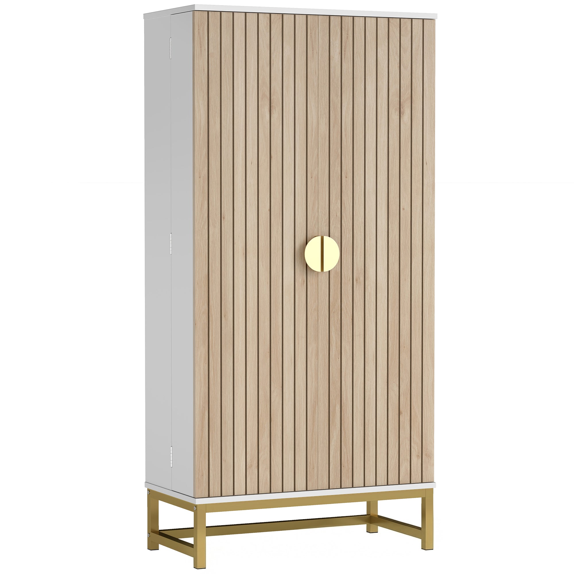 47" Kitchen Pantry Cabinet - White with Gold Handles-Home Furnishings > Storage & Organization > Kitchen Pantry Cabinets-DECOROLALA