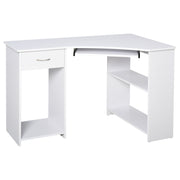 47" L-Shaped Corner Desk with Keyboard Tray - White-Office Products > Office Furniture > Office Desks & Work Stations > Computer Desks-DECOROLALA