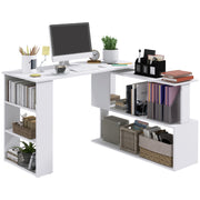 47" L-Shaped Rotating Computer Desk with Shelves - White-Office Products > Office Furniture > Office Desks & Work Stations > Writing Desks-DECOROLALA