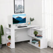 47" L-Shaped Rotating Computer Desk with Shelves - White-Office Products > Office Furniture > Office Desks & Work Stations > Writing Desks-DECOROLALA