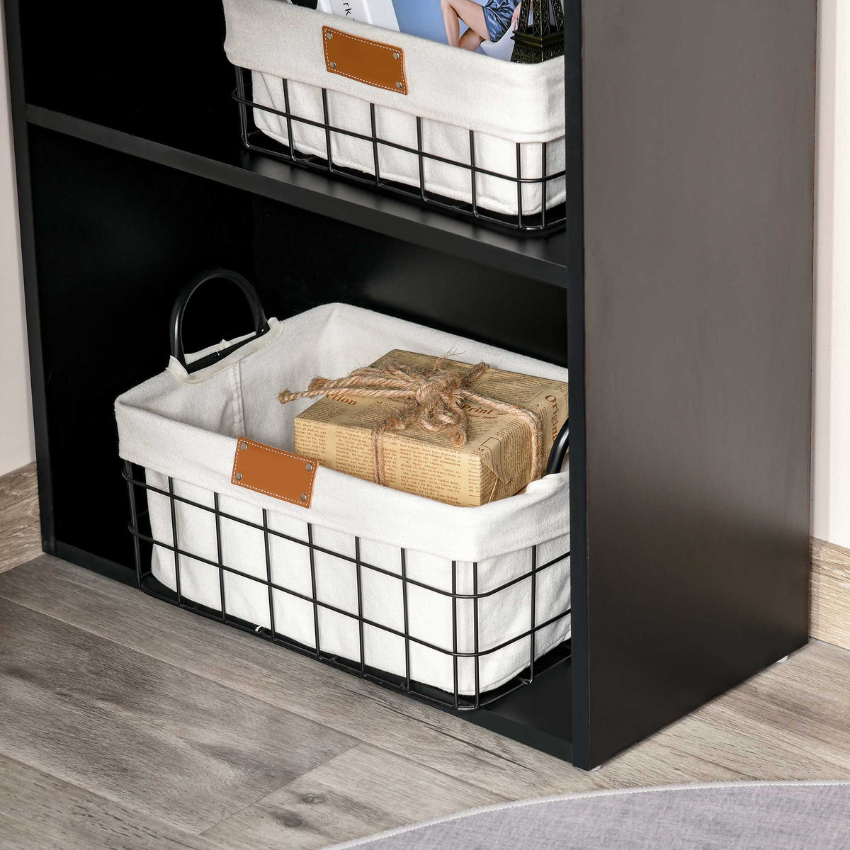 47" Modern Computer Desk with 6 Storage Shelves - Black-Office Products > Office Furniture > Office Desks & Work Stations > Writing Desks-DECOROLALA