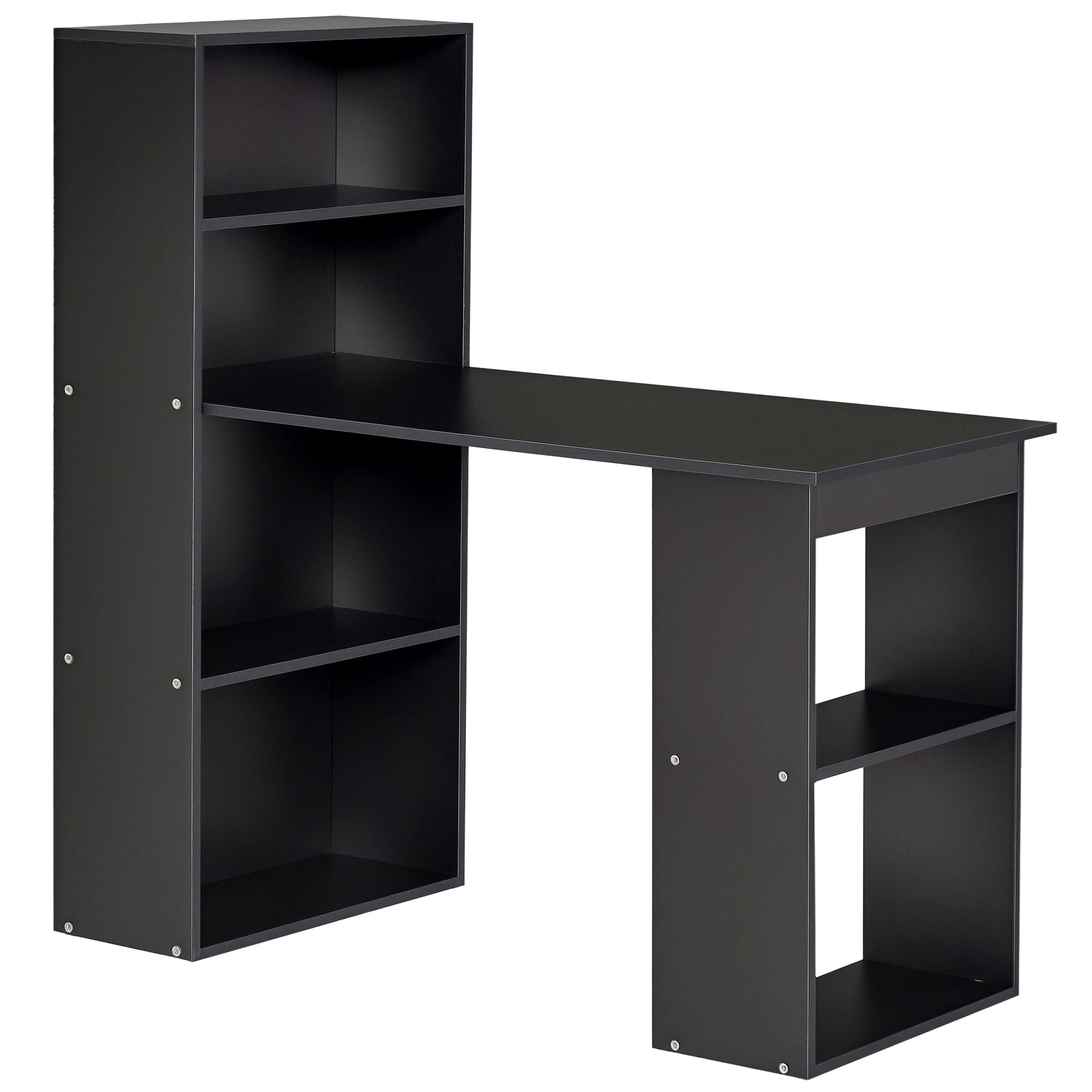 47" Modern Computer Desk with 6 Storage Shelves - Black-Office Products > Office Furniture > Office Desks & Work Stations > Writing Desks-DECOROLALA