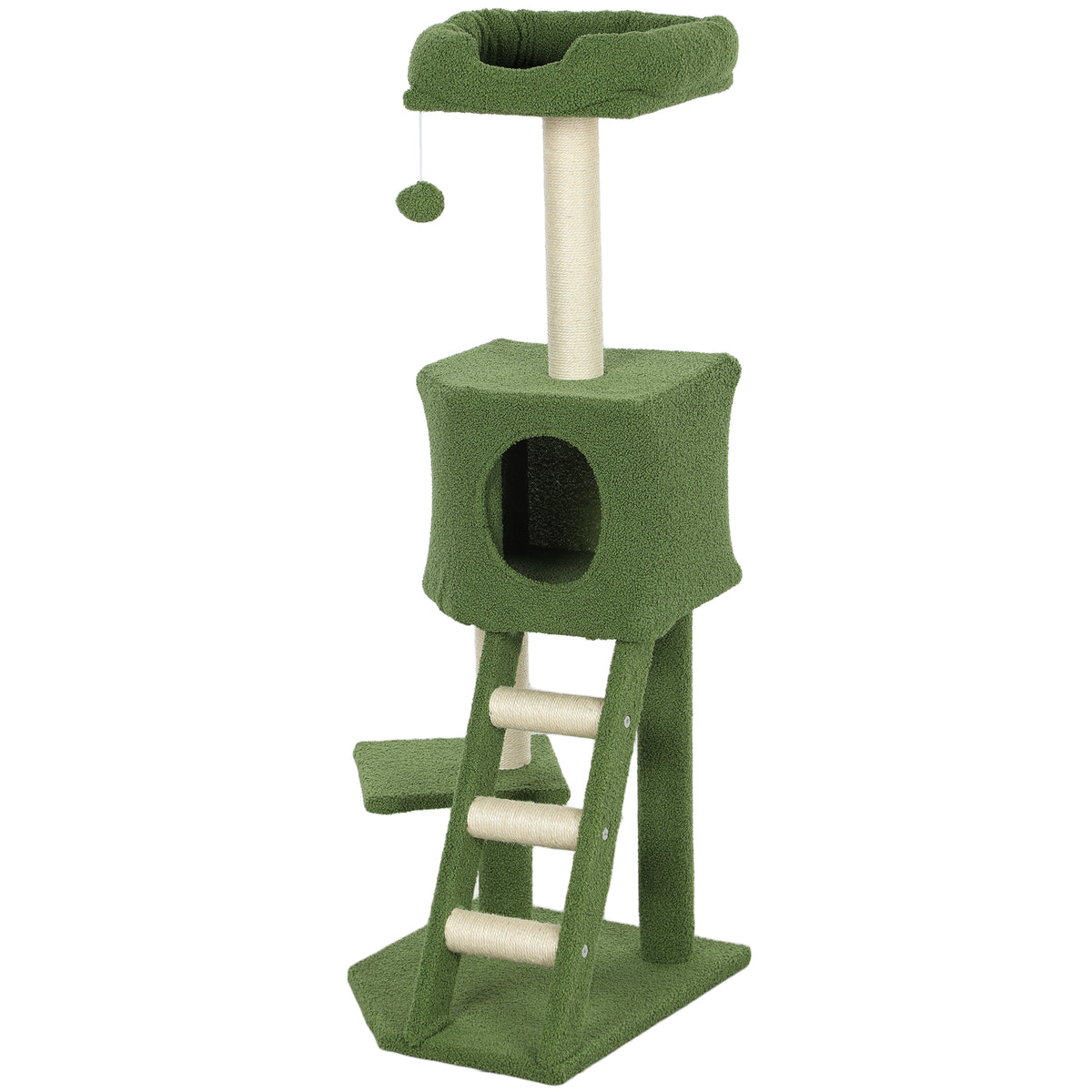 47" Multi-Level Cat Tree Tower with Condo and Sisal Posts - Green-Cats-DECOROLALA