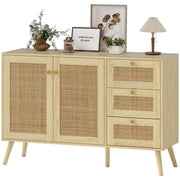 47" Rattan Buffet Cabinet - Boho Sideboard Natural-DECOROLALA