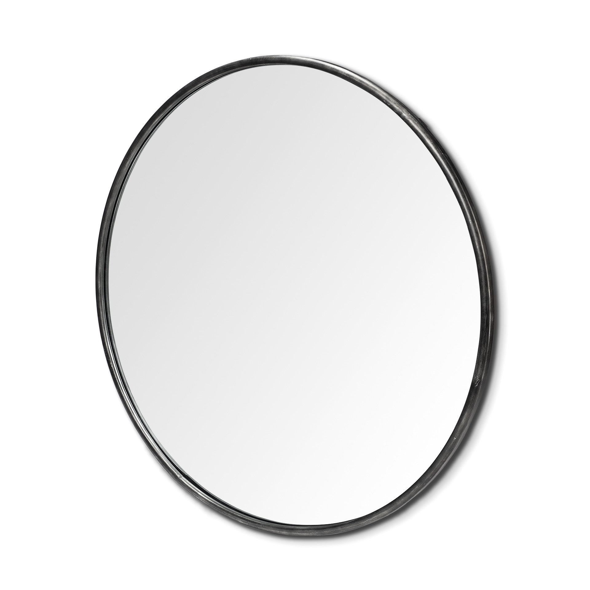 47" Round Black Metal Frame Wall Mirror-Mirrors-DECOROLALA
