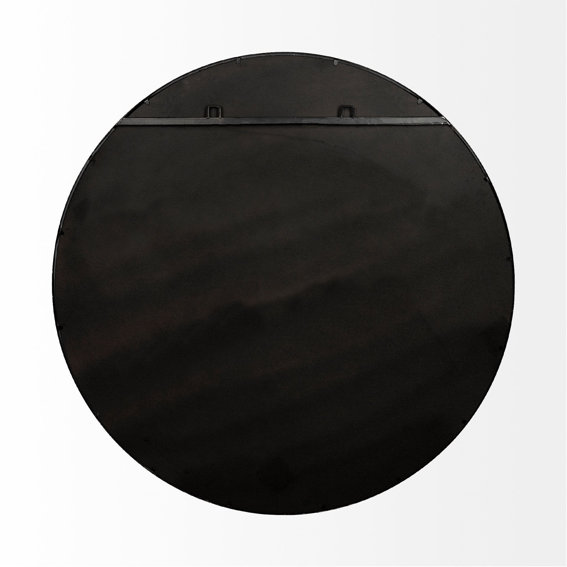 47" Round Black Metal Frame Wall Mirror-Mirrors-DECOROLALA