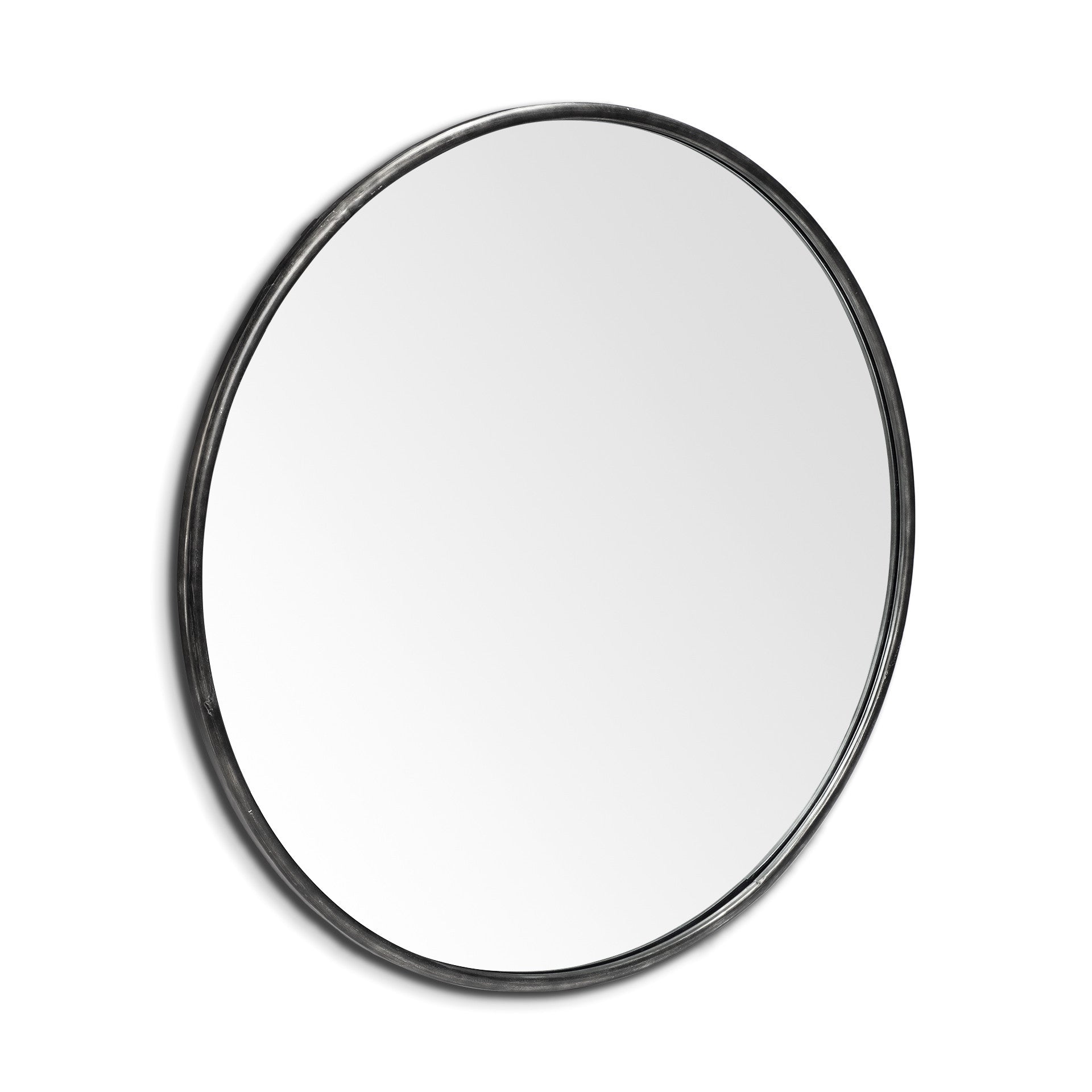 47" Round Black Metal Frame Wall Mirror-Mirrors-DECOROLALA