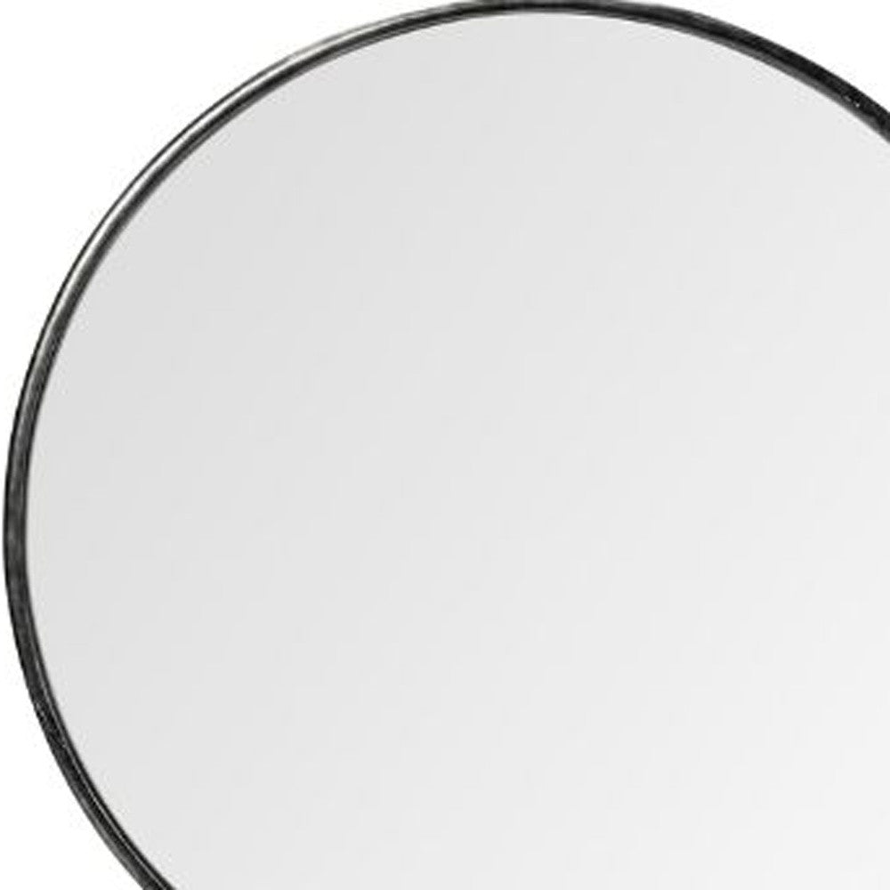 47" Round Black Metal Frame Wall Mirror-Mirrors-DECOROLALA