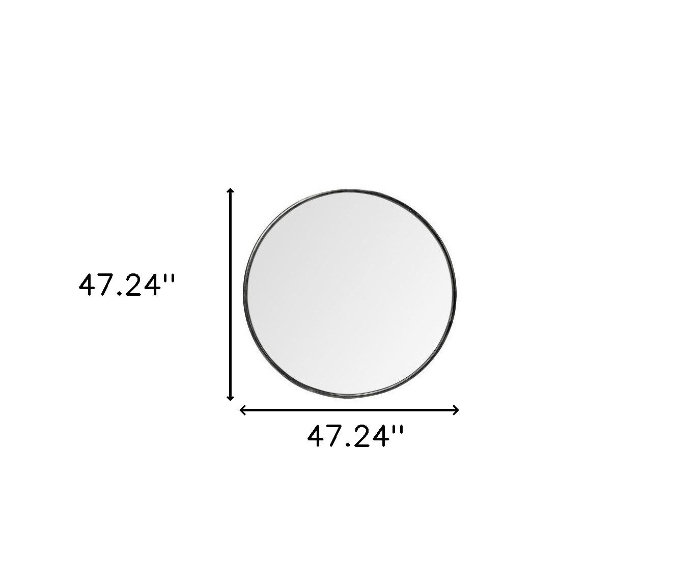 47" Round Black Metal Frame Wall Mirror-Mirrors-DECOROLALA