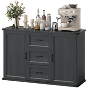 47" Sideboard Buffet Cabinet - Black Wood Grain-DECOROLALA