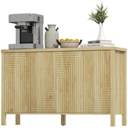 47" Sideboard Buffet Cabinet - Fluted 4-Door Natural-DECOROLALA