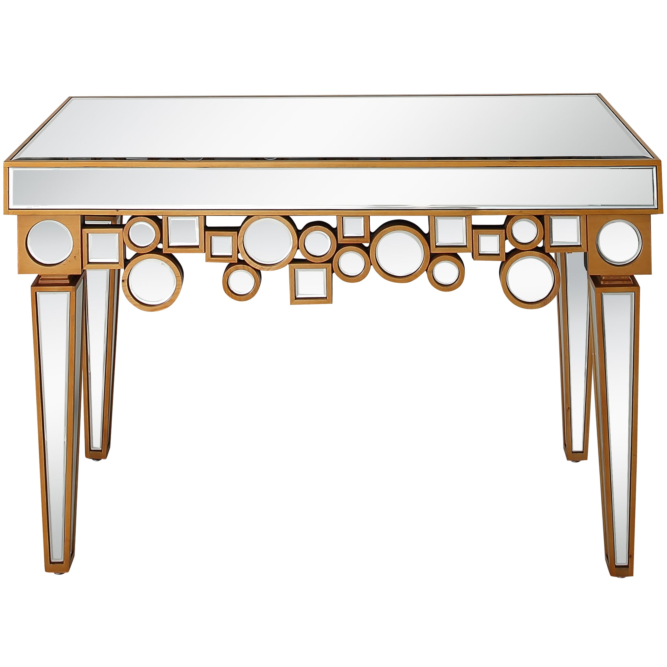 47" Silver and Gold and Silver Mirrored Glass Console Table-Console Tables-DECOROLALA