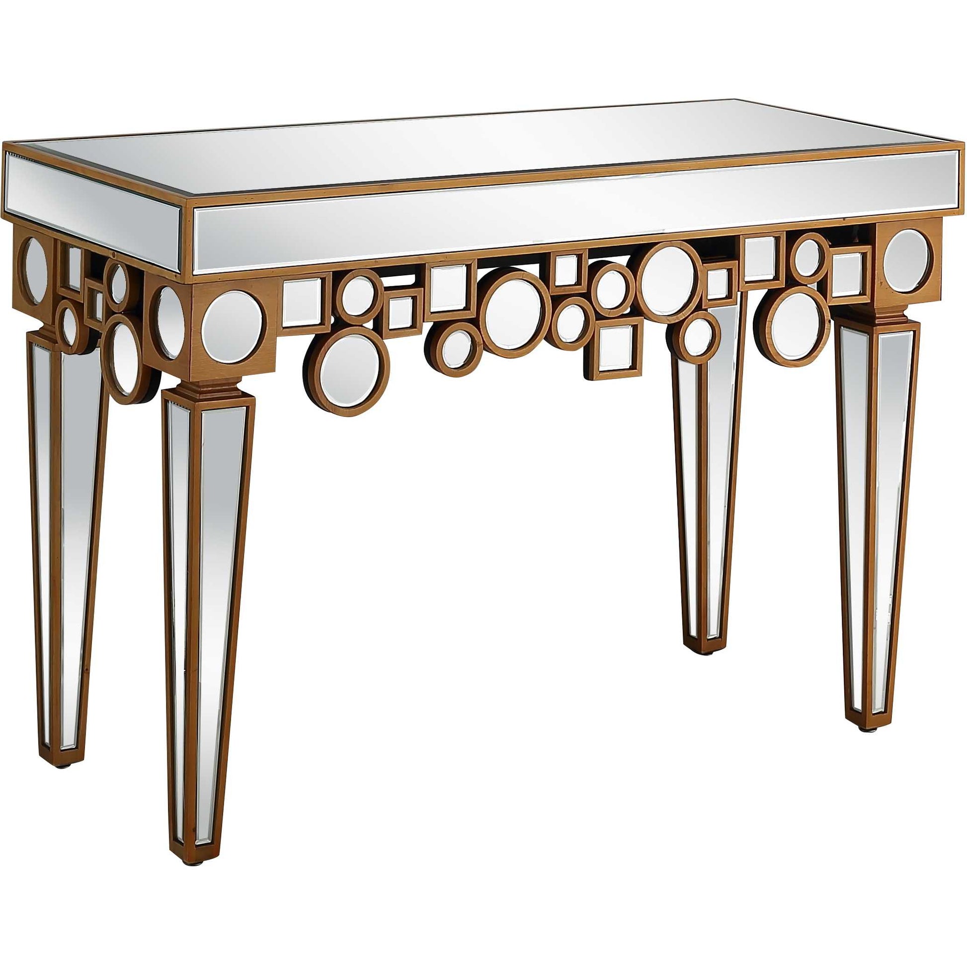 47" Silver and Gold and Silver Mirrored Glass Console Table-Console Tables-DECOROLALA