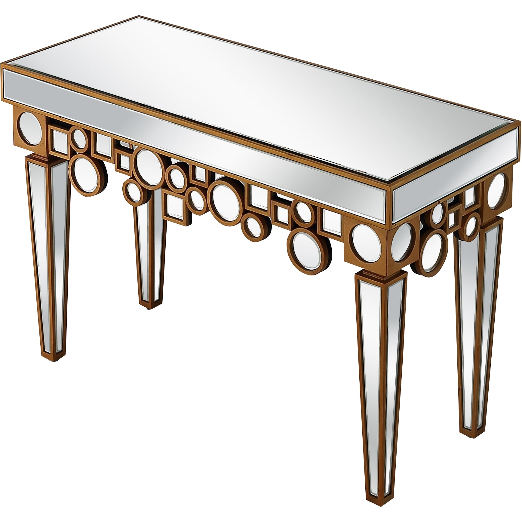 47" Silver and Gold and Silver Mirrored Glass Console Table-Console Tables-DECOROLALA