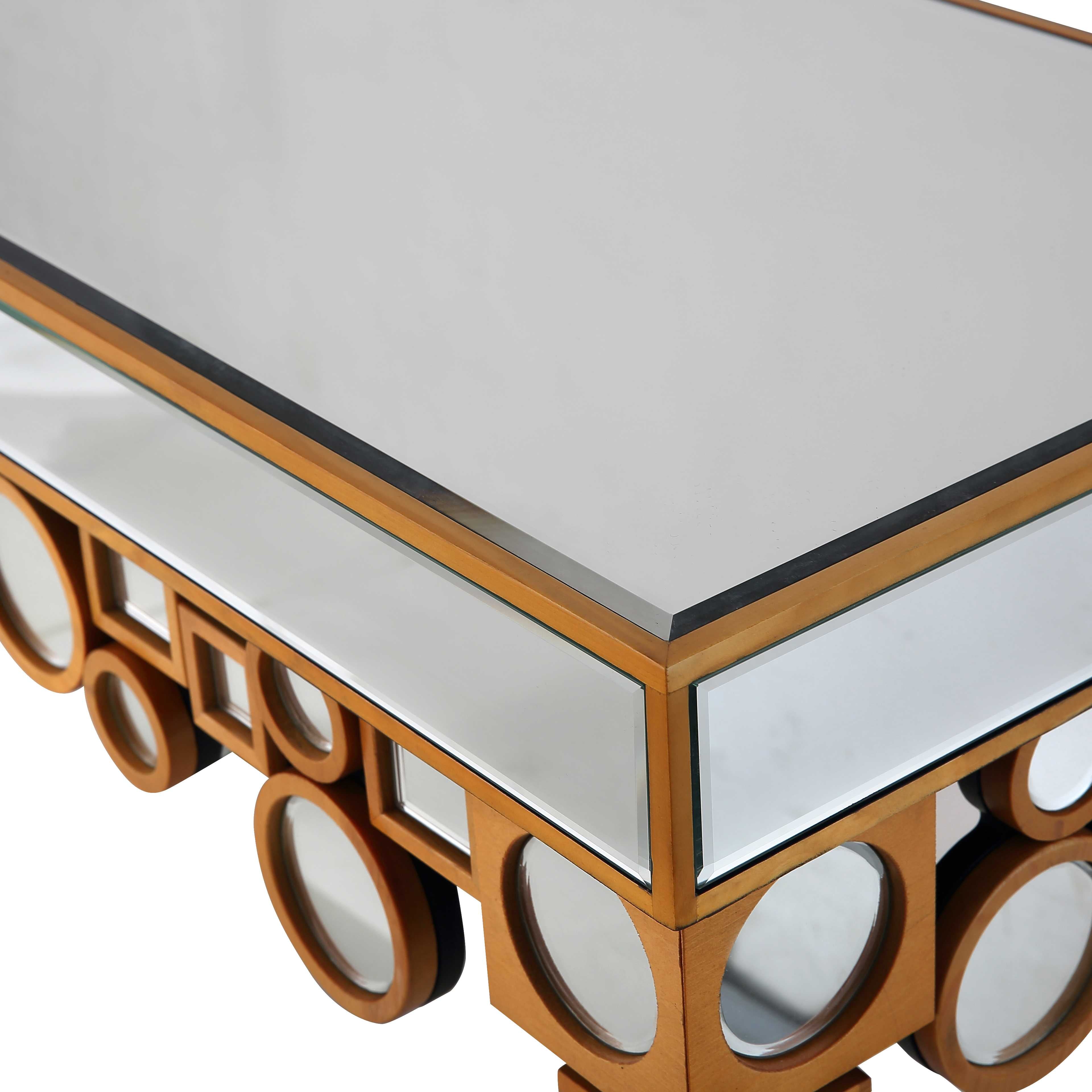 47" Silver and Gold and Silver Mirrored Glass Console Table-Console Tables-DECOROLALA