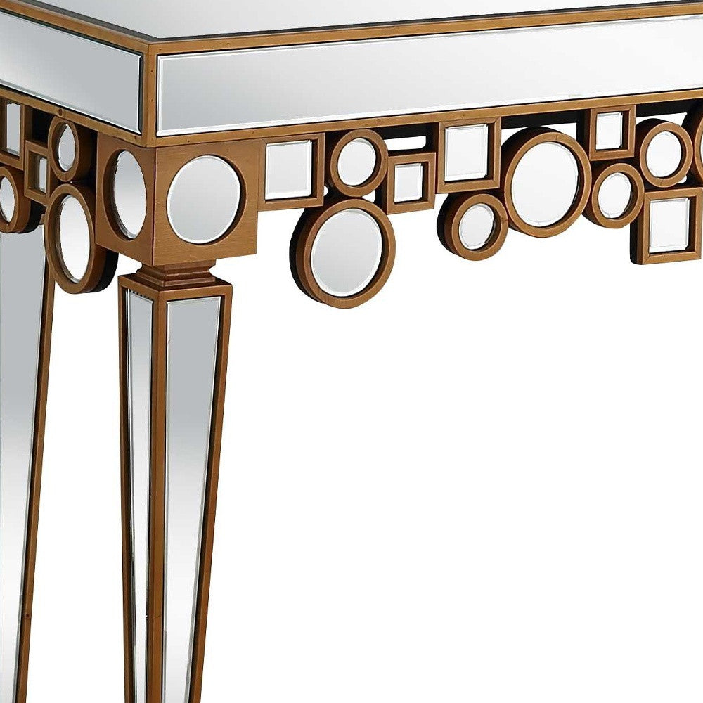 47" Silver and Gold and Silver Mirrored Glass Console Table-Console Tables-DECOROLALA