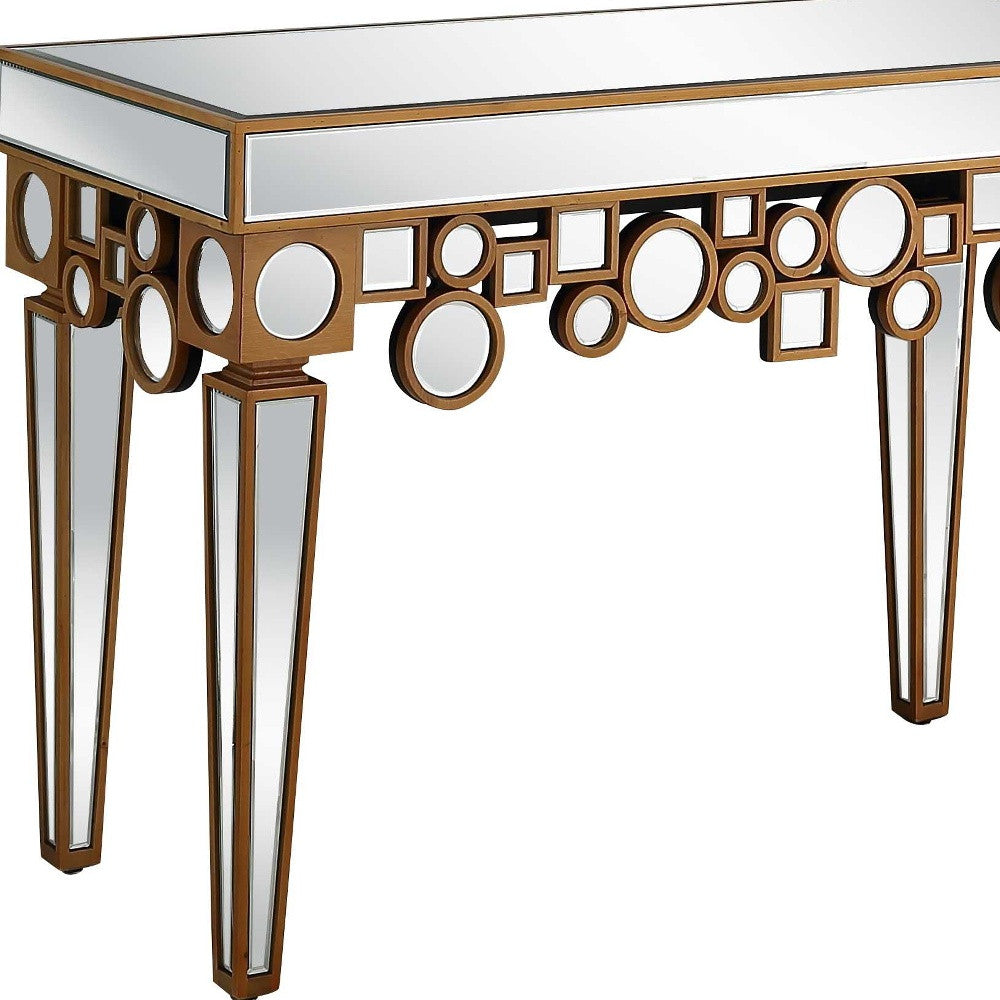 47" Silver and Gold and Silver Mirrored Glass Console Table-Console Tables-DECOROLALA