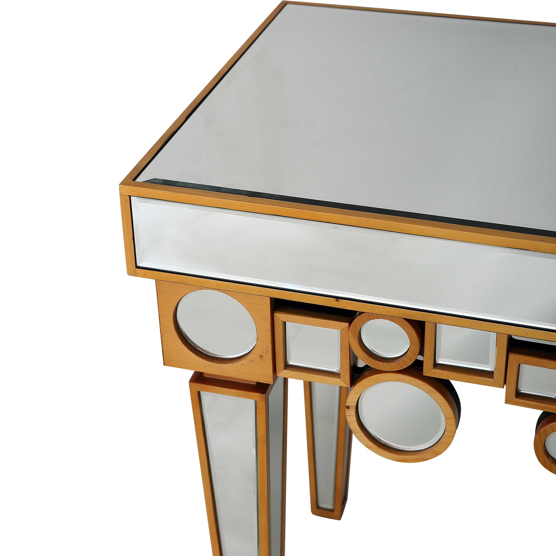 47" Silver and Gold and Silver Mirrored Glass Console Table-Console Tables-DECOROLALA
