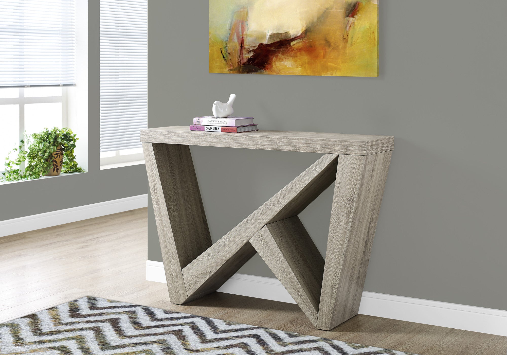 47" Taupe Abstract Console Table-Console Tables-DECOROLALA