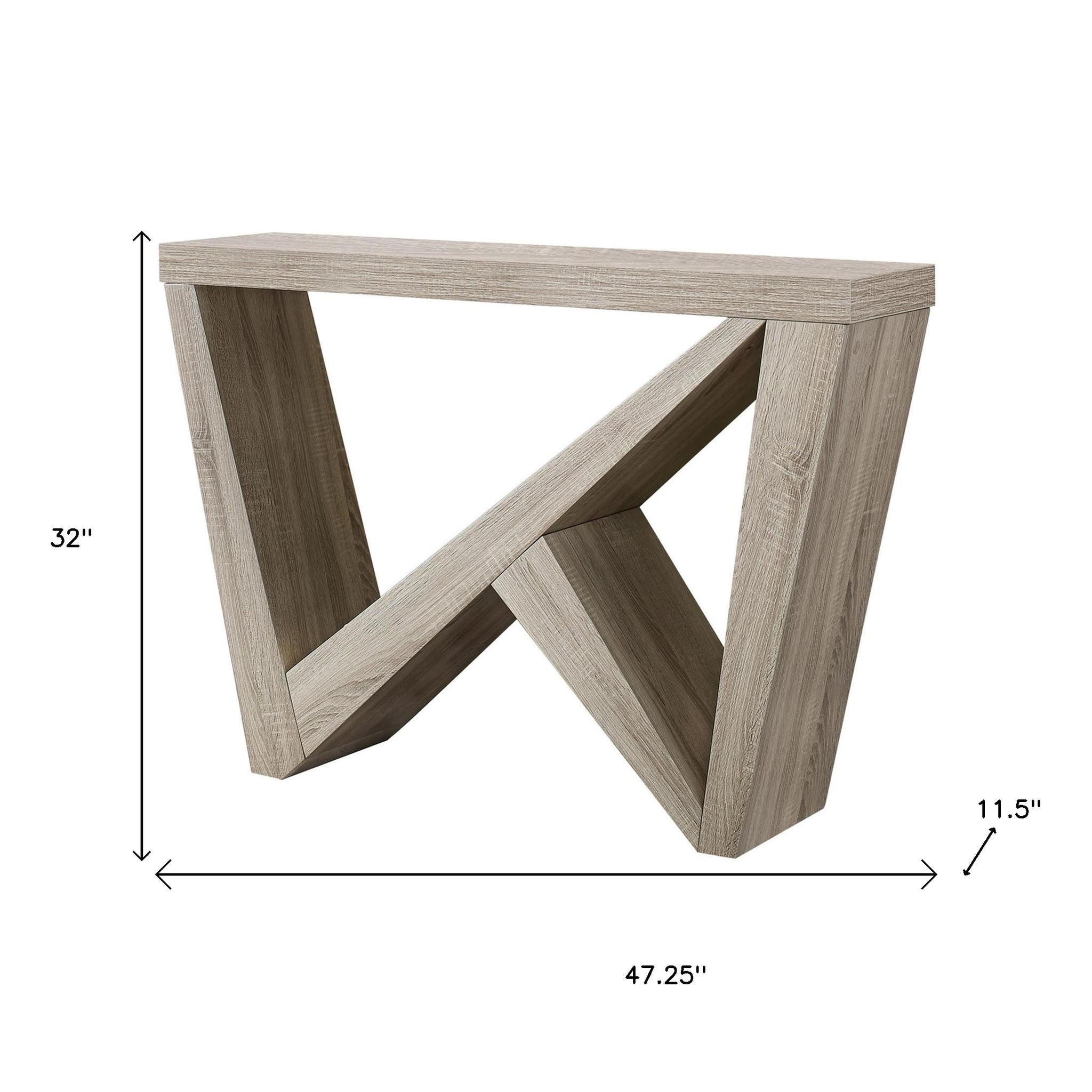 47" Taupe Abstract Console Table-Console Tables-DECOROLALA