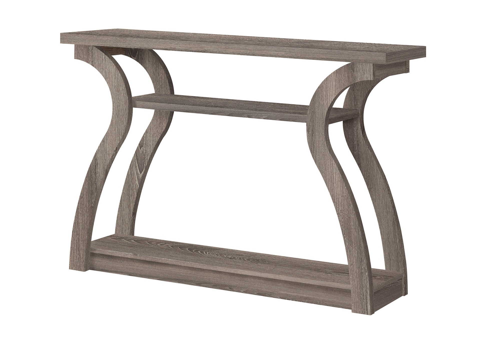 47" Taupe Floor Shelf Console Table With Storage-Console Tables-DECOROLALA