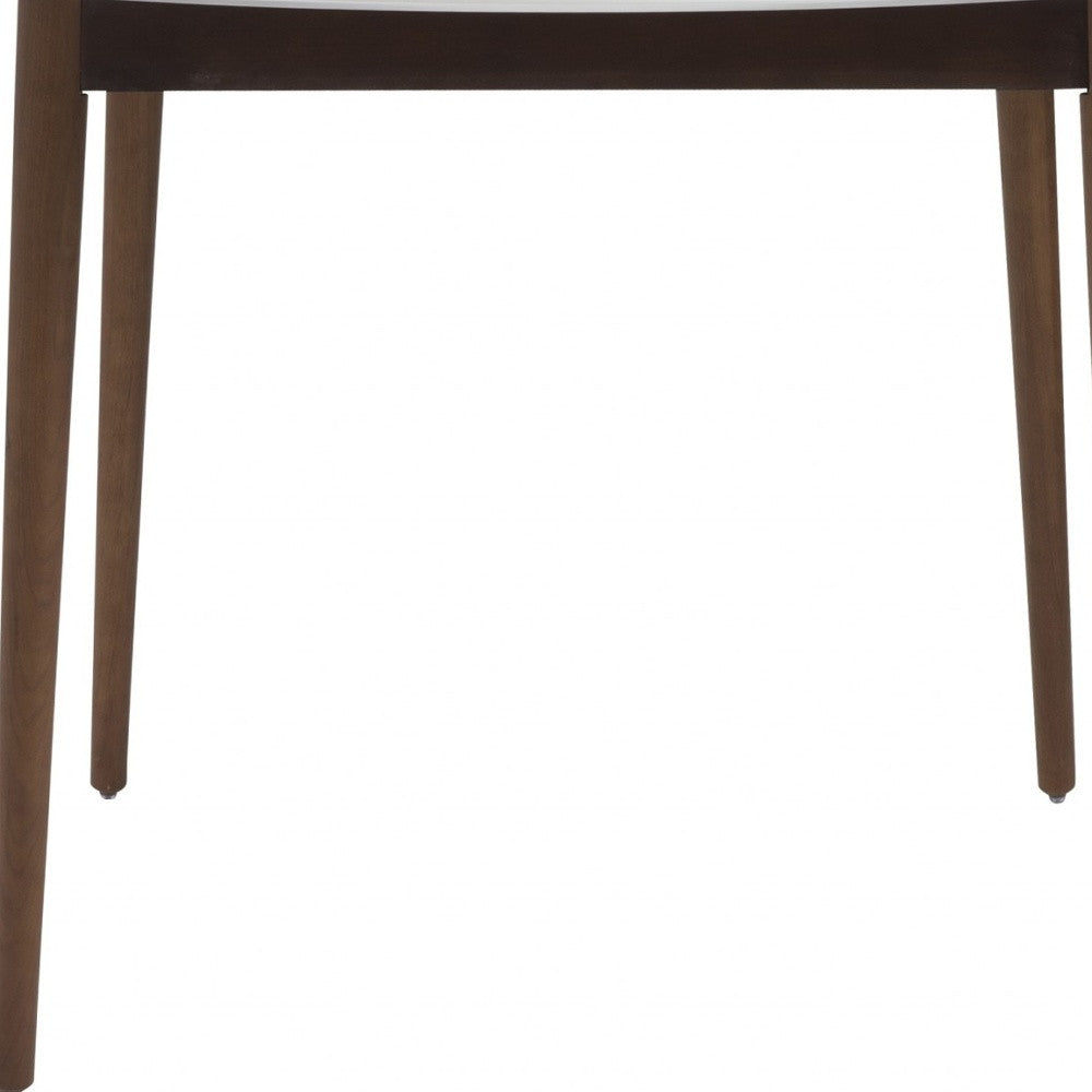 47" White And Brown Rounded Dining Table-Dining Tables-DECOROLALA