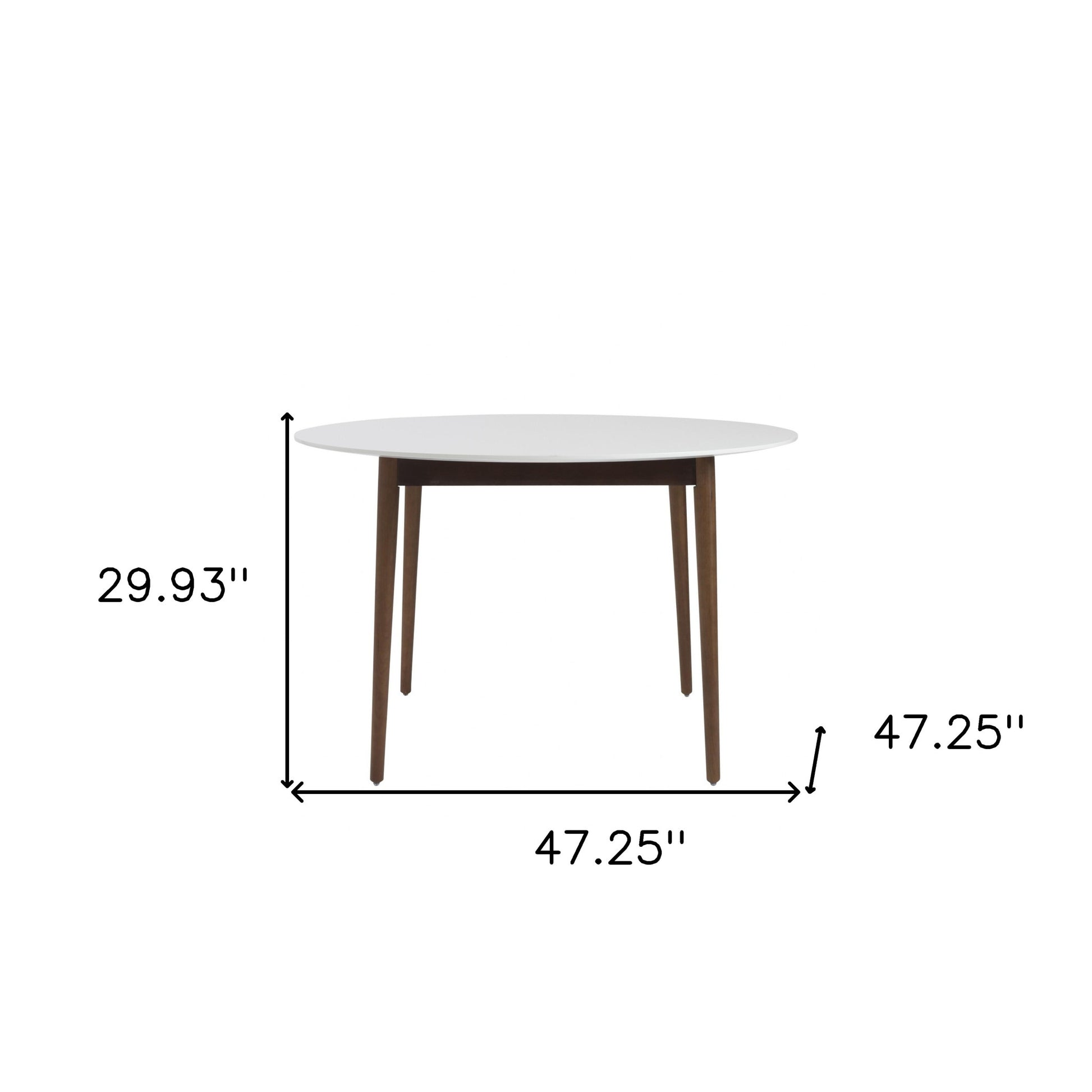 47" White And Brown Rounded Dining Table-Dining Tables-DECOROLALA