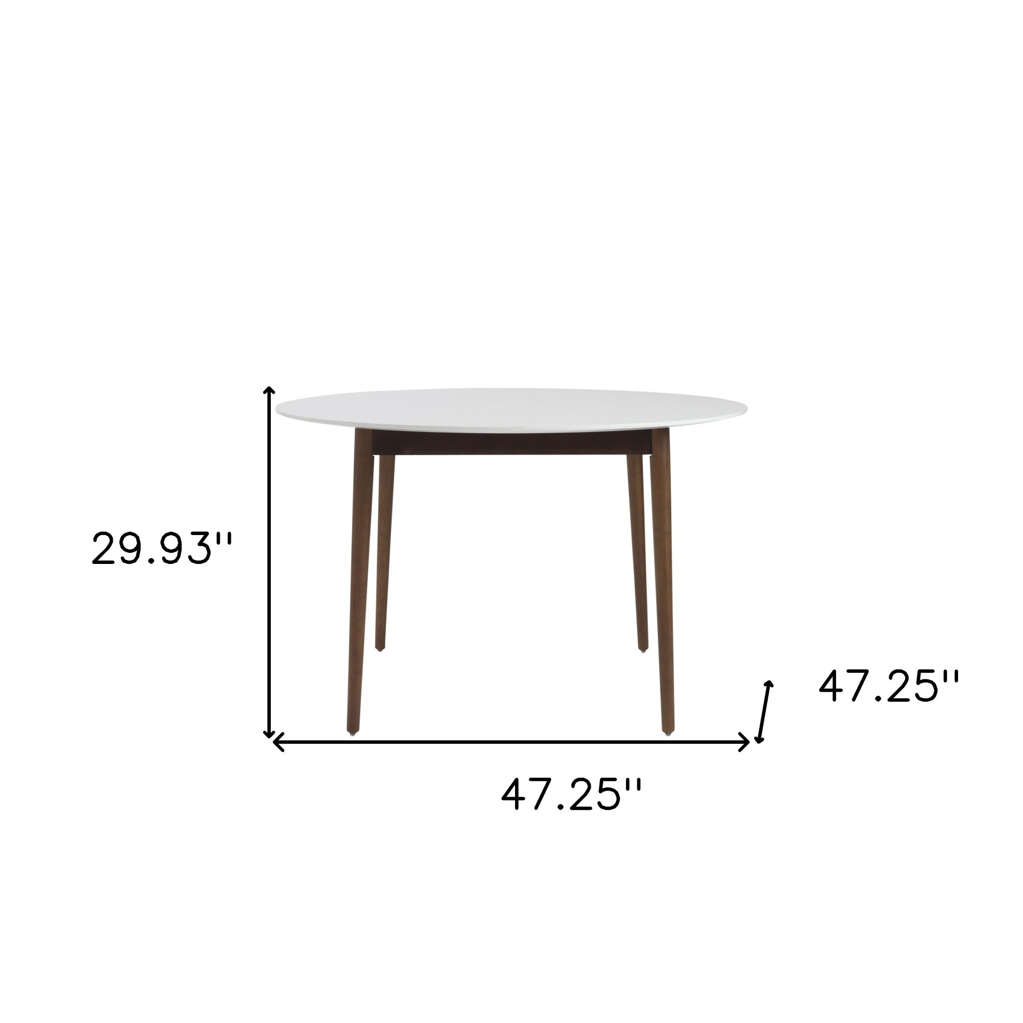 47" White And Brown Rounded Dining Table-Dining Tables-DECOROLALA