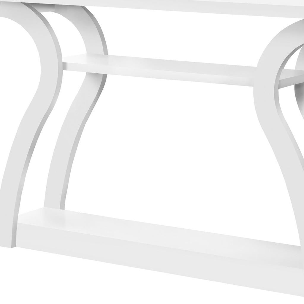 47" White Floor Shelf Console Table With Shelves-Console Tables-DECOROLALA