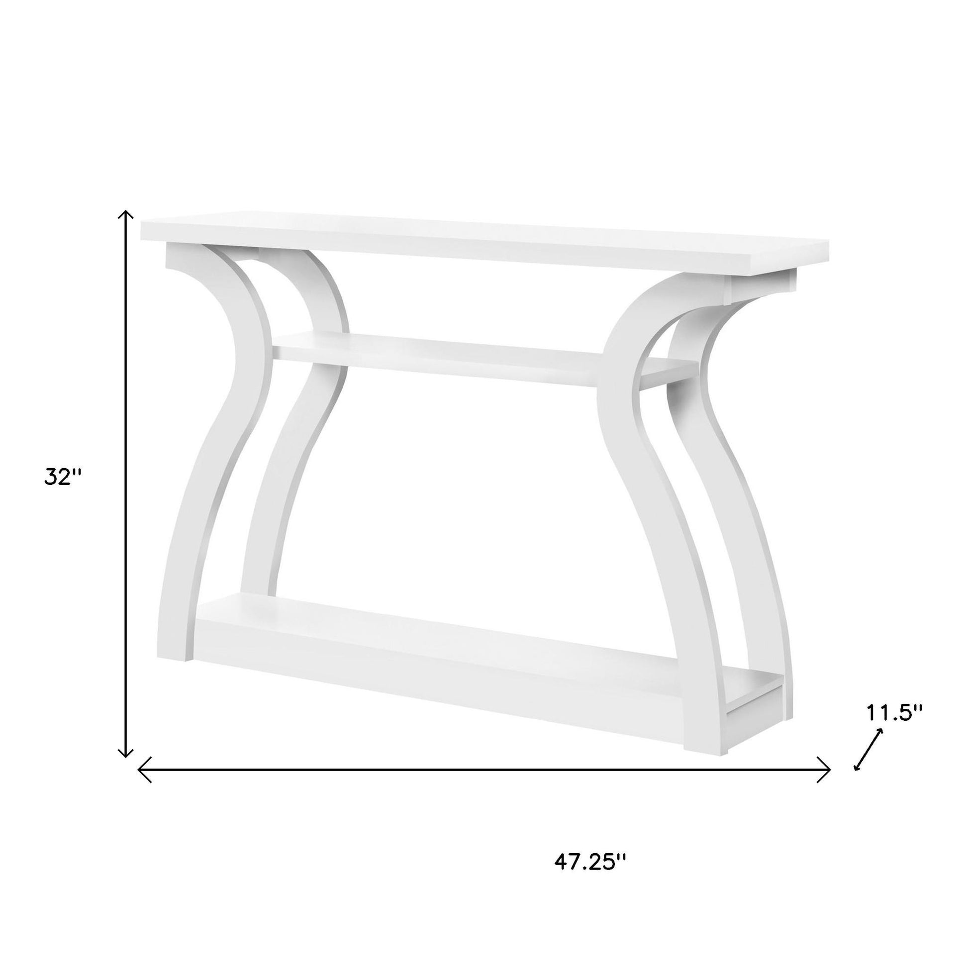 47" White Floor Shelf Console Table With Shelves-Console Tables-DECOROLALA