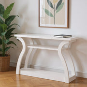 47" White Floor Shelf Console Table With Shelves-Console Tables-DECOROLALA