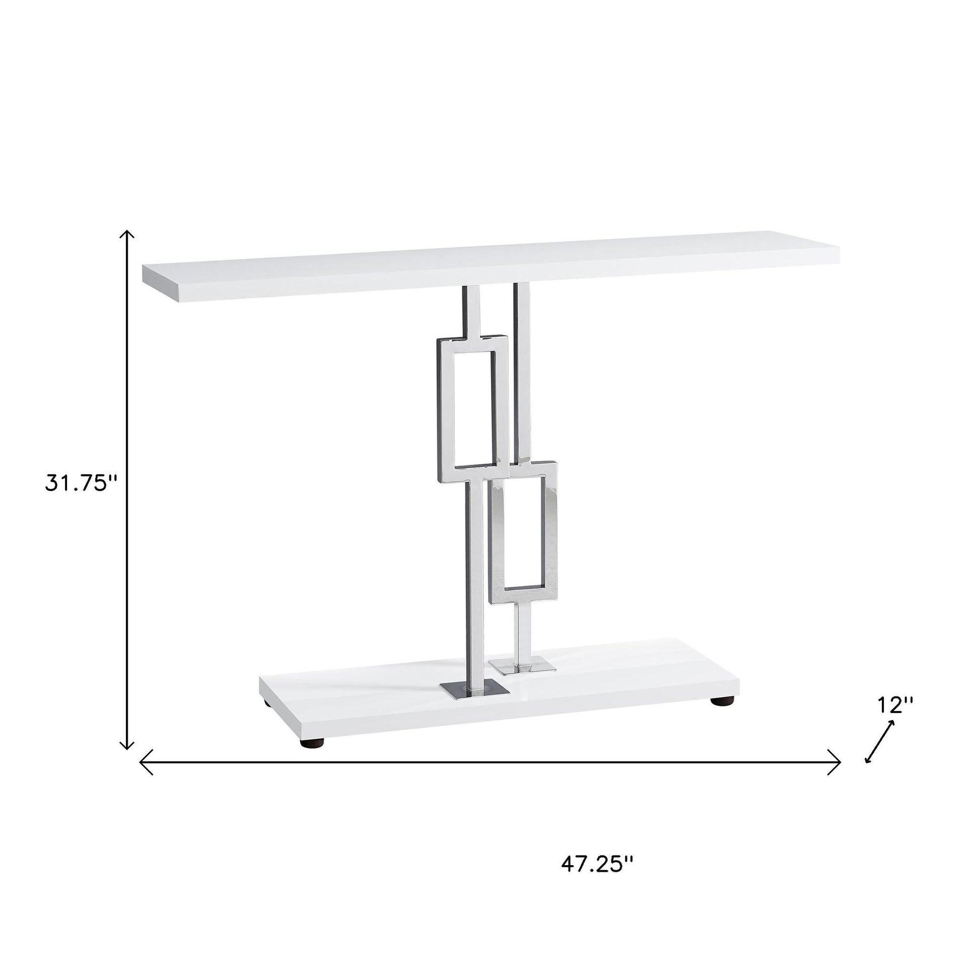 47" White Floor Shelf Console Table With Storage-Console Tables-DECOROLALA